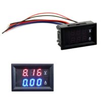 DC 100V 10A Volt og Amp Meter Blue + Red