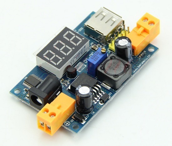 LM2596 DC-DC Adjustable Step-Down Power Converter Module LED Voltmeter USB Port
