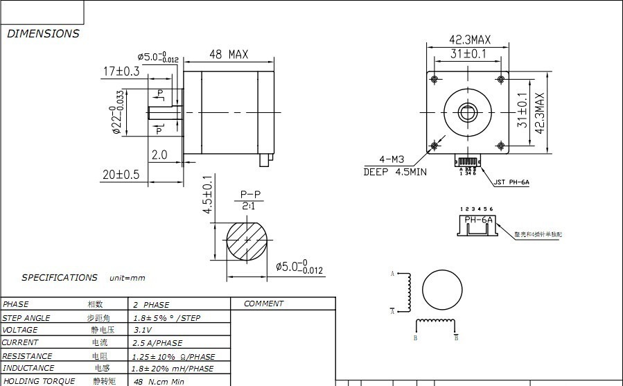 Steppermotor NEMA17 42BYGHW811