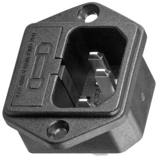 IEC 320 C14 monteret hanstik 3-pin PCB Panel Strømindgang Stikkontakt AC 250V - m/fuse