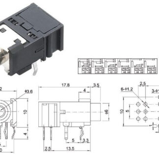 PCB Mount Stereo Jack Socket 11pin