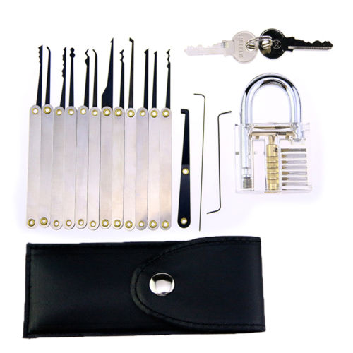 Lock Pick Set Locksmith Practice Tool With clear transparent padlock