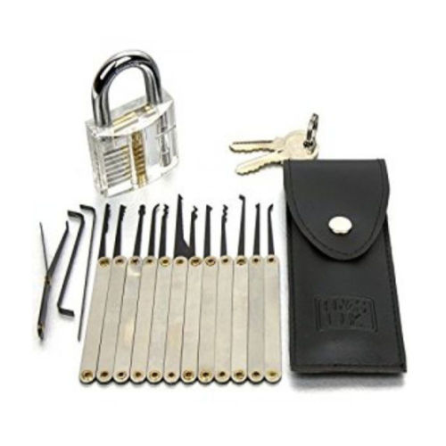 Lock Pick Set Locksmith Practice Tool With clear transparent padlock