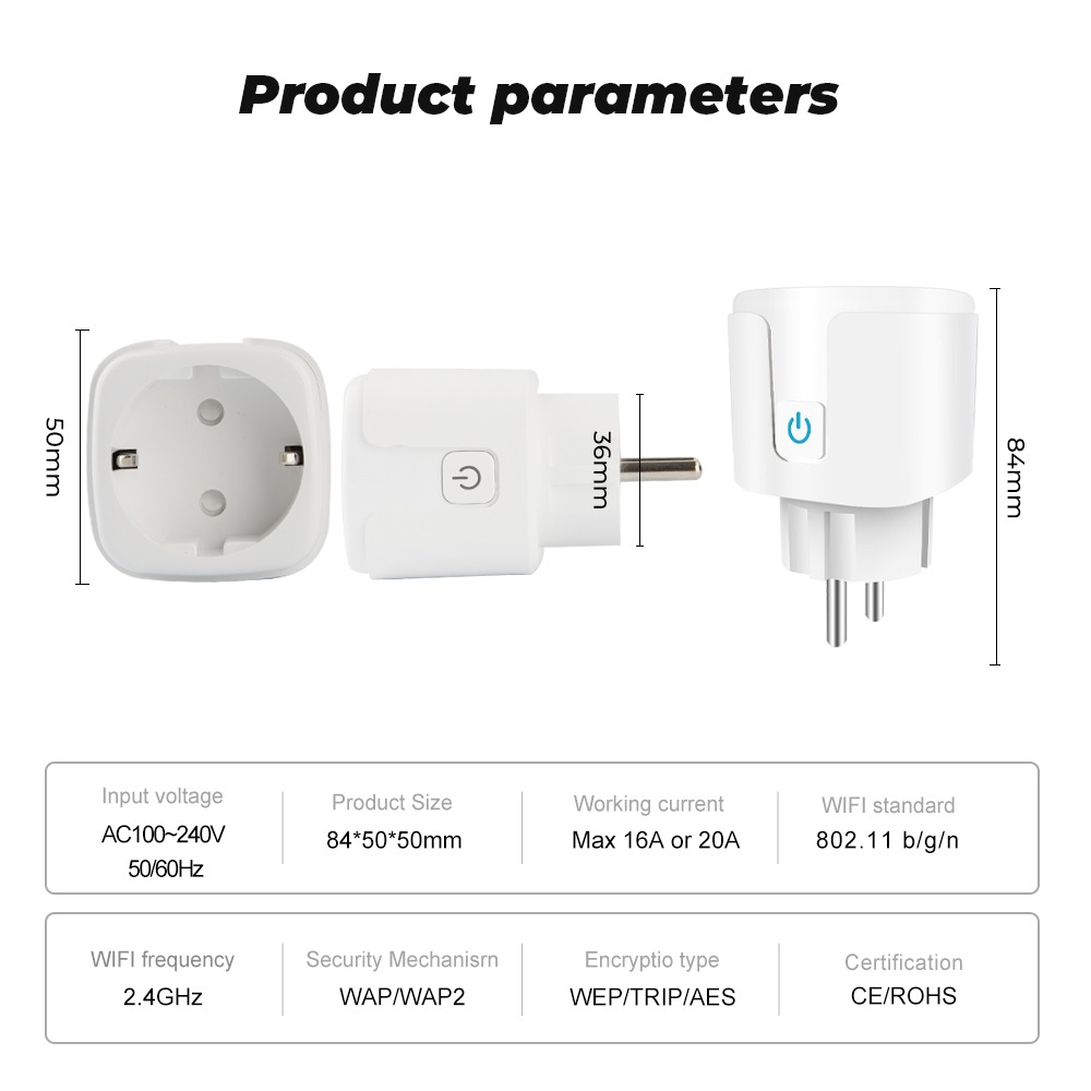 Tuya Smart Socket med strømovervågning - Billede 2
