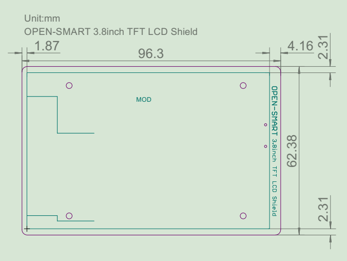 3,8 tommer 320x480 TFT LCD Display Shield Touch Screen med Pen til Arduino UNO R3 og MEGA2560 - Billede 2