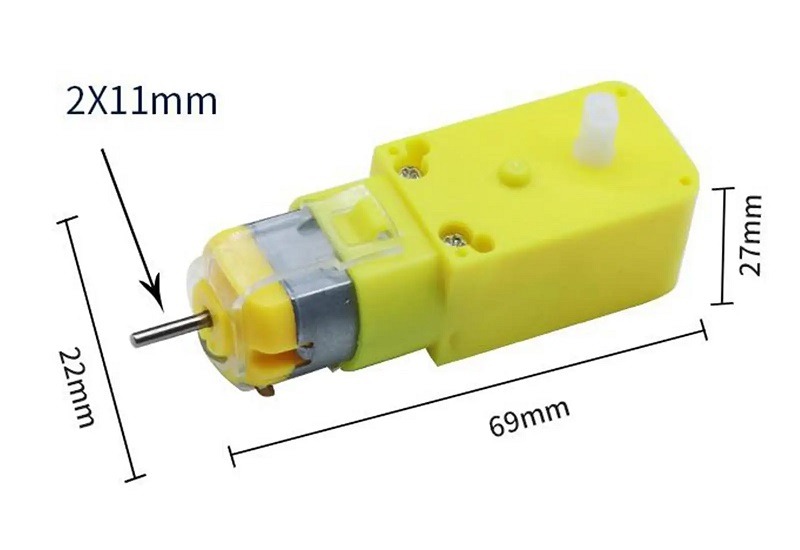 Motor Type TT Dobbeltaksel 1:100 Gearmotor 3V-6V DC - Billede 2
