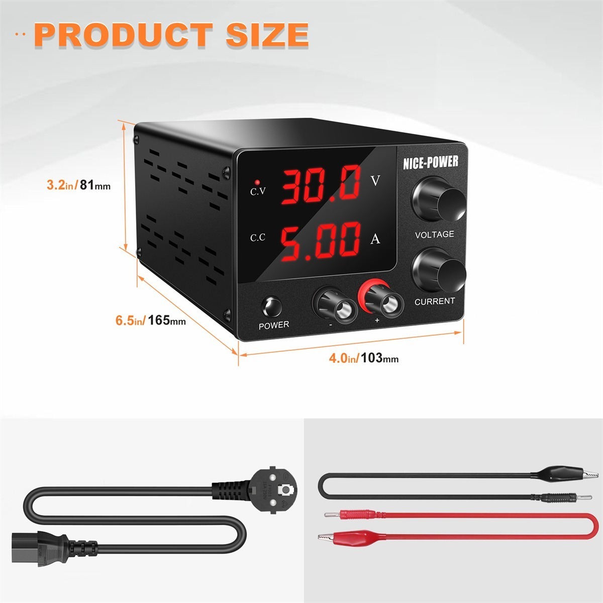 SPS-E305 Mini DC Strømforsyning Variabel 30V 5A - Billede 4