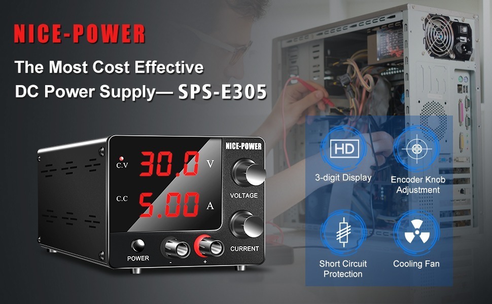 SPS-E305 Mini DC Strømforsyning Variabel 30V 5A